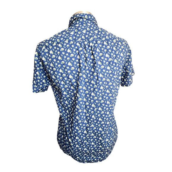 J. Crew Womens Blue Floral Button-Up Shirt With Short Sleeves Size Small  JJ3943 - Picture 5 of 9